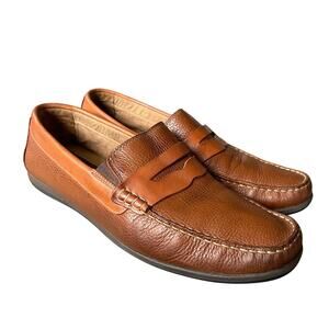 Florsheim 10.5 Moc Intrepid Leather Penny Loafers Slip On Shoes Cognac Brown